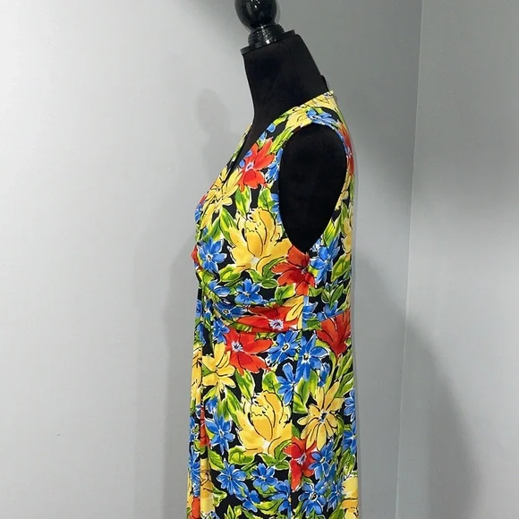 Rafaella women’s size large floral pattern maxi dress with side slits stretchy - Picture 5 of 16